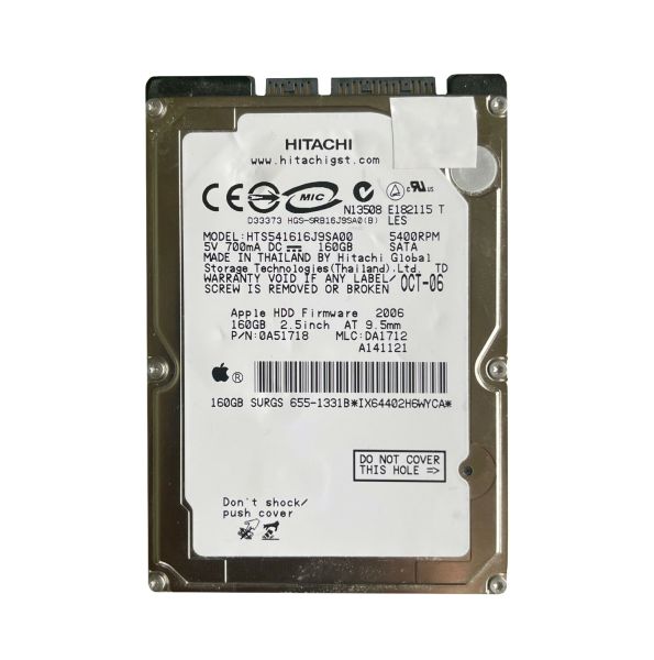 0A51718 Hitachi Travelstar 5K160 160GB 5400RPM SATA 1.5Gb/s 8MB Cache 2.5-inch Hard Drive