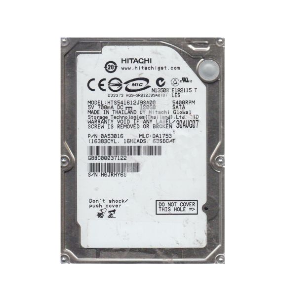 0A53016 Hitachi Travelstar 5K160 120GB 5400RPM SATA 1.5Gb/s 8MB Cache 2.5-inch Hard Drive