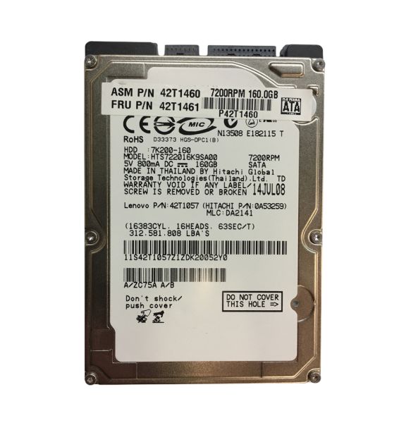 0A53259 Hitachi Travelstar 7K200 160GB 7200RPM SATA 1.5Gb/s 16MB Cache 2.5-inch Hard Drive
