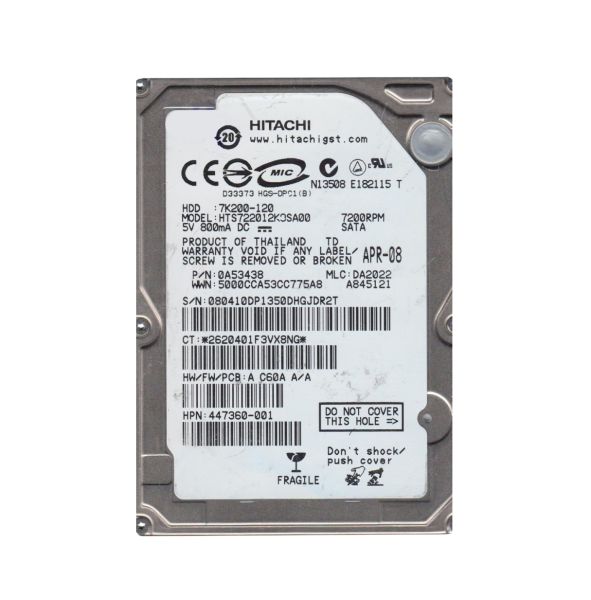 0A53438 Hitachi Travelstar 7K200 120GB 7200RPM SATA 1.5Gb/s 16MB Cache 2.5-inch Hard Drive