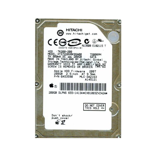 0A53590 Hitachi Travelstar 7K200 200GB 7200RPM SATA 1.5Gb/s 16MB Cache 2.5-inch Hard Drive