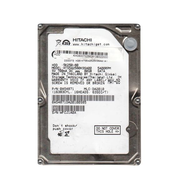 0A54871 Hitachi Travelstar 5K250 80GB 5400RPM SATA 1.5Gb/s 8MB Cache 2.5-inch Hard Drive