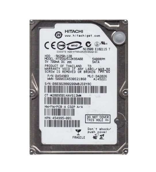 0A54903 Hitachi Travelstar 5K250 120GB 5400RPM SATA 1.5Gb/s 8MB Cache 2.5-inch Hard Drive