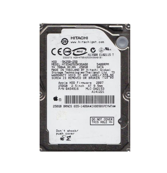 0A54916 Hitachi Travelstar 5K250 250GB 5400RPM SATA 1.5Gb/s 8MB Cache 2.5-inch Hard Drive