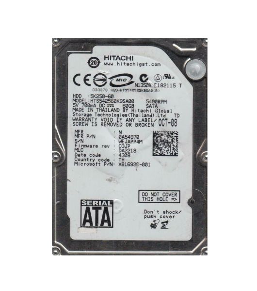 0A54970 Hitachi Travelstar 5K250 60GB 5400RPM SATA 1.5Gb/s 2.5-inch Hard Drive