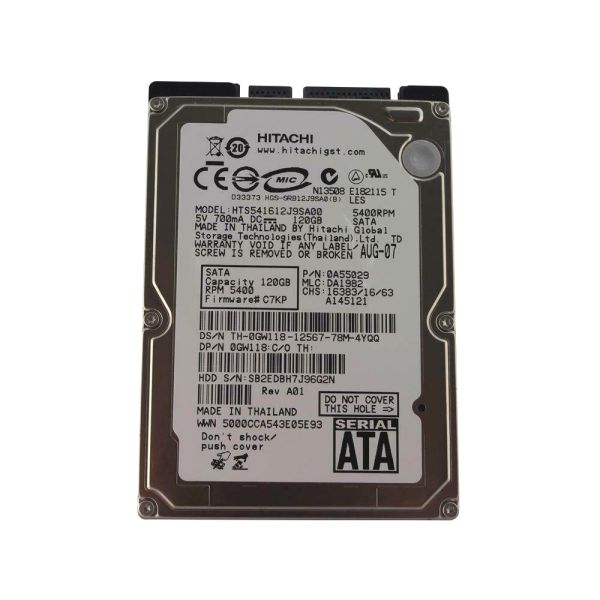 0A55029 Hitachi Travelstar 5K160 120GB 5400RPM SATA 1.5Gb/s 8MB Cache 2.5-inch Hard Drive