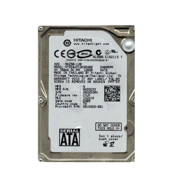 0A55233 Hitachi Travelstar 5K250 120GB 5400RPM SATA 1.5Gb/s 8MB Cache 2.5-inch Hard Drive