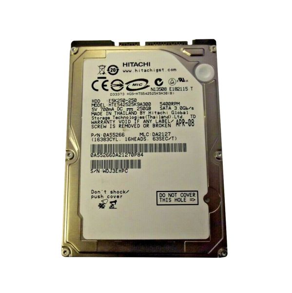 0A55266 Hitachi Travelstar E7K250 250GB 5400RPM SATA 3Gb/s 8MB Cache 2.5-inch Hard Drive