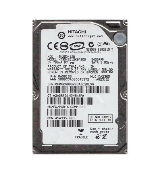 0A56153 Hitachi Travelstar 5K250 120GB 5400RPM SATA 3Gb/s 8MB Cache 2.5-inch Hard Drive