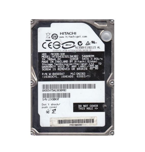 0A56547 Hitachi Travelstar 5K320 320GB 5400RPM SATA 3Gb/s 8MB Cache 2.5-inch Hard Drive