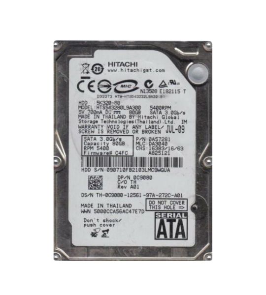 0A57281 Hitachi Travelstar 5K320 80GB 5400RPM SATA 3Gb/s 8MB Cache 2.5-inch Hard Drive