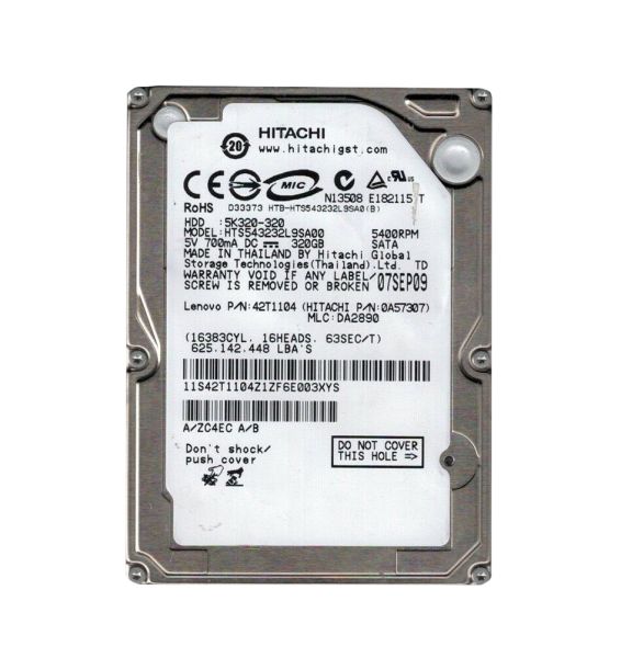 0A57307 Hitachi Travelstar 5K320 320GB 5400RPM SATA 1.5Gb/s 8MB Cache 2.5-inch Hard Drive