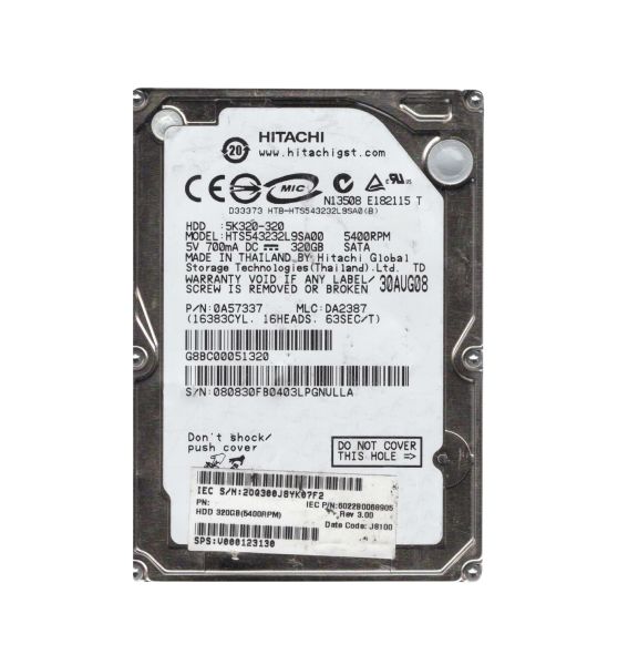 0A57337 Hitachi Travelstar 5K320 320GB 5400RPM SATA 1.5Gb/s 8MB Cache 2.5-inch Hard Drive