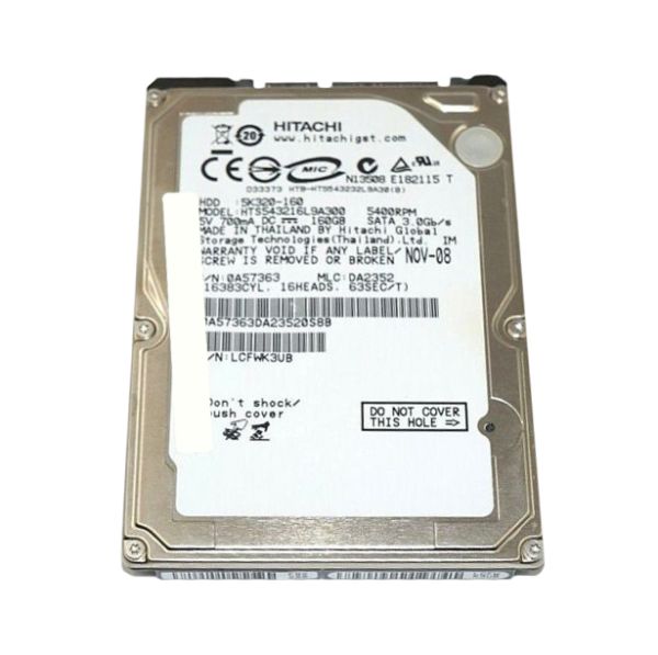 0A57363 Hitachi Travelstar 5K320 160GB 5400RPM SATA 3Gb/s 8MB Cache 2.5-inch Hard Drive
