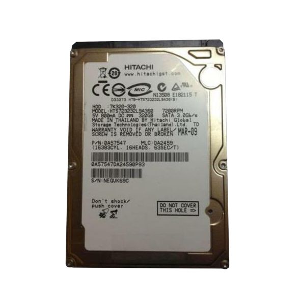 0A57547 Hitachi Travelstar 7K320 320GB 7200RPM SATA 3Gb/s 16MB Cache 2.5-inch Hard Drive