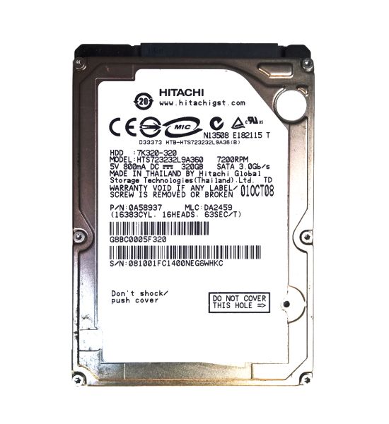0A58937 Hitachi Travelstar 7K320 320GB 7200RPM SATA 3Gbps 16MB Cache 2.5-inch Hard Drive