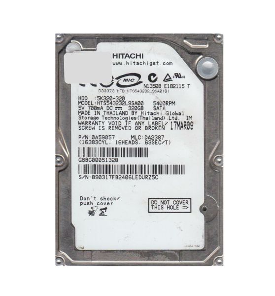 0A59057 Hitachi TravelStar 320GB 5400RPM SATA 1.5Gb/s 8MB Cache 2.5-inch Hard Drive