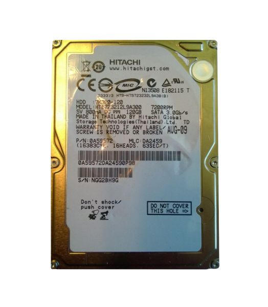 0A59572 Hitachi Travelstar E7K320 120GB 7200RPM SATA 3Gb/s 16MB Cache 2.5-inch Hard Drive