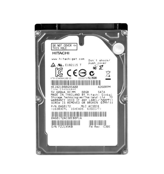 0A60172 Hitachi Endurastar J4K100 80GB 4200RPM SATA 1.5Gb/s 8MB Cache 2.5-inch Hard Drive