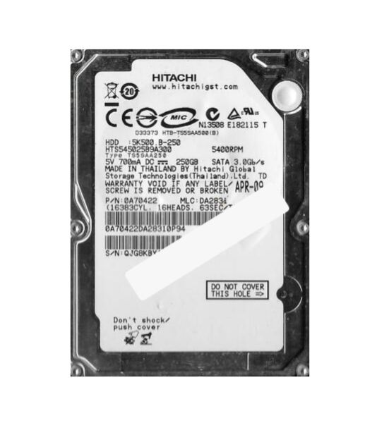 0A70422 Hitachi Travelstar 5K500.B 250GB 5400RPM SATA 3Gb/s 8MB Cache 2.5-inch Hard Drive