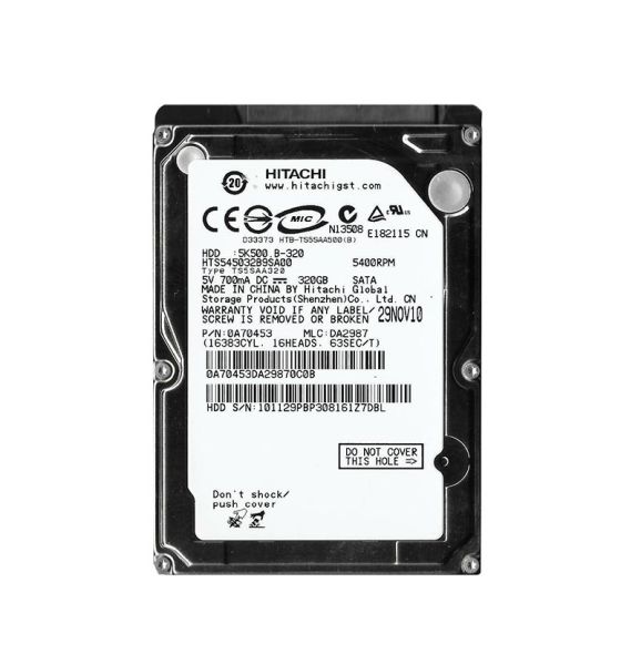 0A70453 Hitachi Travelstar 5K500.B 320GB 5400RPM SATA 1.5Gb/s 8MB Cache 2.5-inch Hard Drive