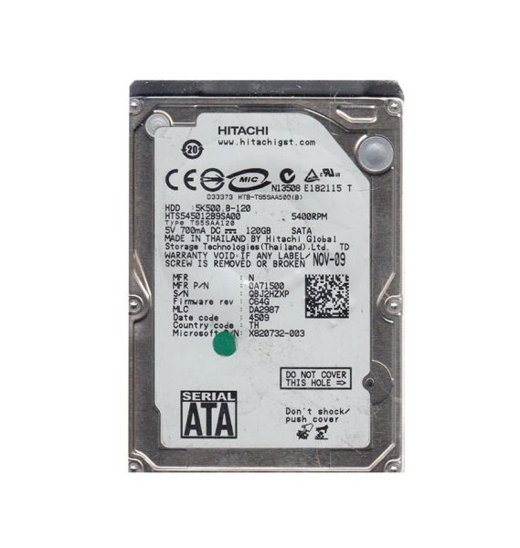0A71500 Hitachi Travelstar 5K500.B 120GB 5400RPM SATA 1.5Gb/s 8MB Cache 2.5-inch Hard Drive