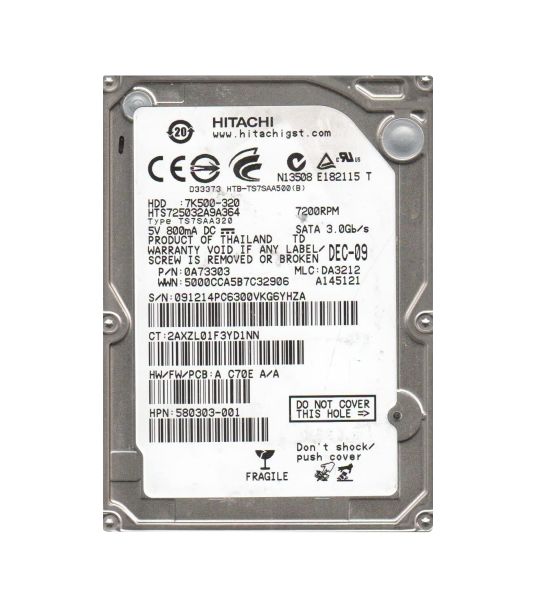 0A73303 Hitachi Travelstar 7K500 320GB 7200RPM SATA 3Gb/s 16MB Cache 2.5-inch Hard Drive