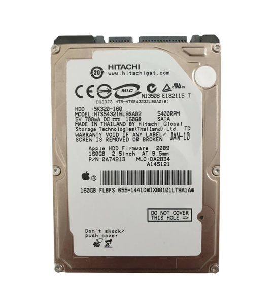 0A74213 Hitachi Travelstar 5K320 160GB 5400RPM SATA 1.5Gb/s 8MB Cache 2.5-inch Hard Drive
