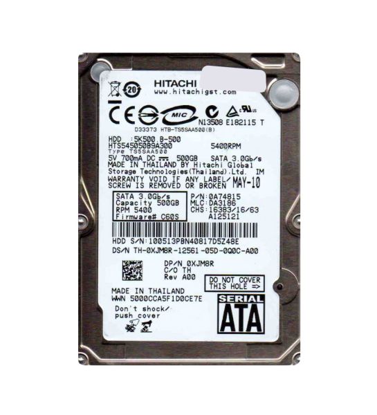 0A74815 Hitachi Travelstar 5K500.B 500GB 5400RPM SATA 3Gb/s 8MB Cache 2.5-inch Hard Drive