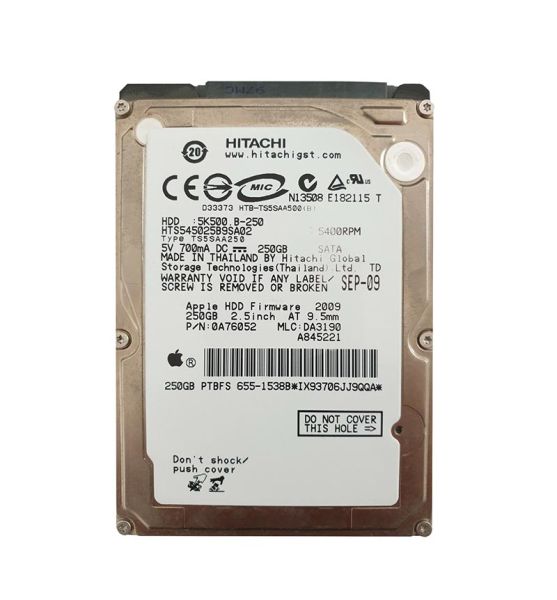 0A76052 Hitachi Travelstar 5K500.B 250GB 5400RPM SATA 1.5Gb/s 8MB Cache 2.5-inch Hard Drive