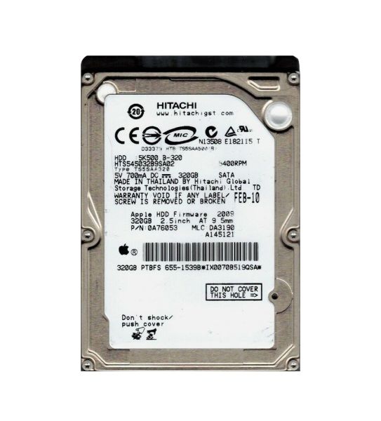 0A76053 Hitachi Travelstar 5K500.B 320GB 5400RPM SATA 1.5Gb/s 8MB Cache 2.5-inch Hard Drive