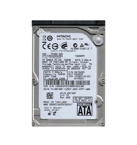 0A76483 Hitachi Travelstar 7K500 320GB 7200RPM SATA 3Gb/s 16MB Cache 2.5-inch Hard Drive