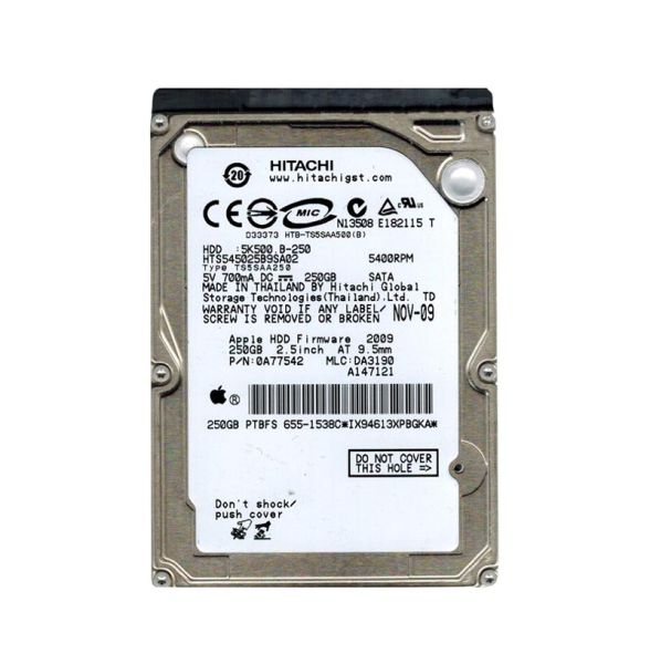 0A77542 Hitachi Travelstar 5K500.B 250GB 5400RPM SATA 1.5Gb/s 8MB Cache 2.5-inch Hard Drive