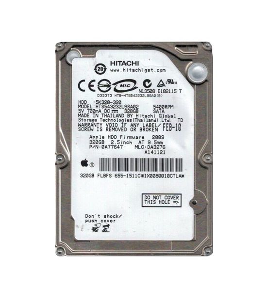 0A77647 Hitachi Travelstar 5K320 320GB 5400RPM SATA 1.5Gb/s 8MB Cache 2.5-inch Hard Drive