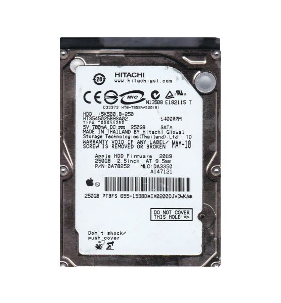 0A78252 Hitachi Travelstar 5K500.B 250GB 5400RPM SATA 1.5Gb/s 8MB Cache 2.5-inch Hard Drive
