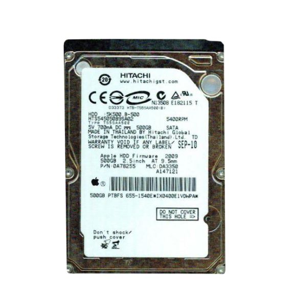 0A78255 Hitachi Travelstar 5K500.B 500GB 5400RPM SATA 1.5Gb/s 8MB Cache 2.5-inch Hard Drive