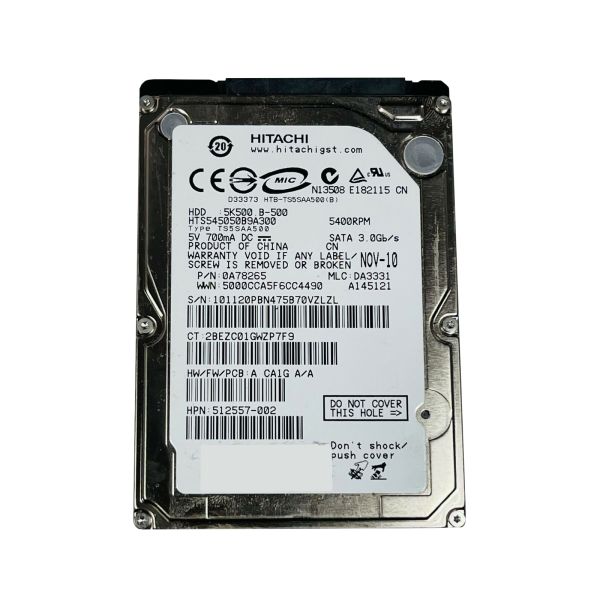 0A78265 Hitachi Travelstar 5K500.B 500GB 5400RPM SATA 3Gb/s 8MB Cache 2.5-inch Hard Drive