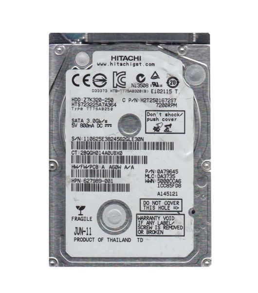 0A79645 Hitachi Travelstar Z7K320 250GB 7200RPM SATA 3Gb/s 16MB Cache 2.5-inch Hard Drive
