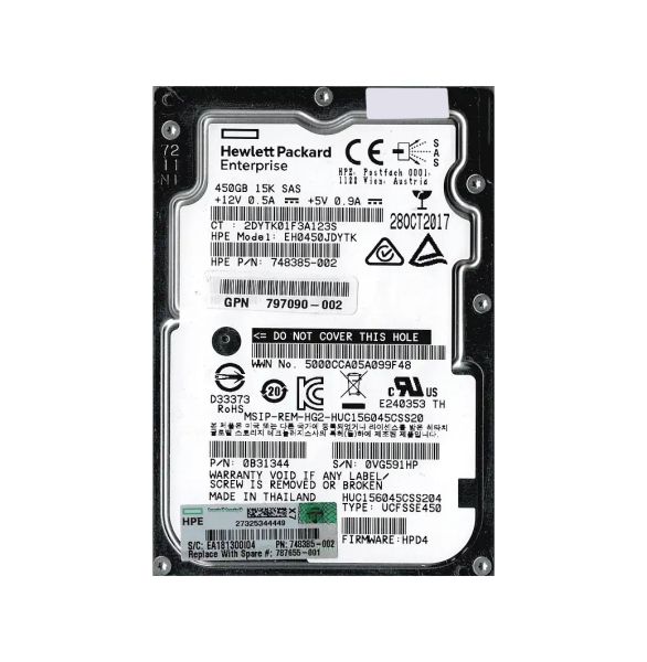 0B31344 HGST Ultrastar C15K600 450GB 15000RPM SAS 12Gb/s 128MB Cache 2.5-inch Hard Drive