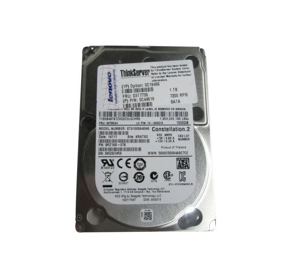 0C19496 Lenovo 1TB 7200RPM SATA 6Gbps Hot Swap 2.5-inch Enterprise Hard Drive