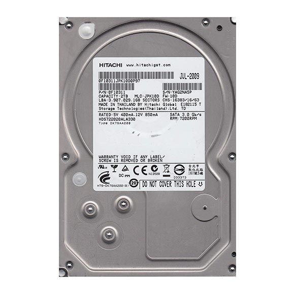 0F10311 Hitachi Deskstar 7K2000 2TB 7200RPM SATA 3Gb/s 32MB Cache 7-Pin 3.5-inch Hard Drive