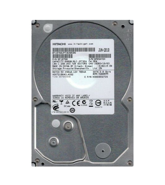 0F10760 Hitachi Deskstar 7K1000.C 640GB 7200RPM SATA 3Gb/s 32MB Cache 3.5-inch Hard Drive