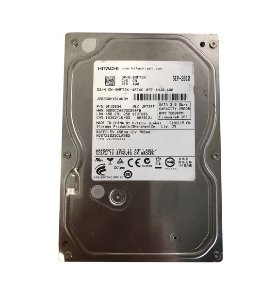 0F10834 Hitachi Deskstar 7K1000.C 250GB 7200RPM SATA 3Gb/s 8MB Cache 3.5-inch Hard Drive