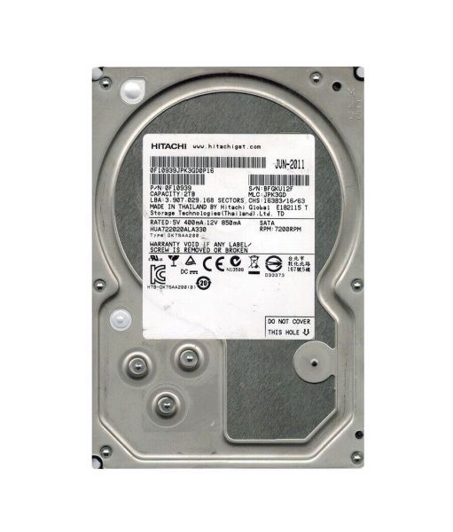 0F10939 Hitachi Ultrastar A7K2000 2TB 7200RPM SATA 3Gb/s 32MB Cache 3.5-inch Hard Drive