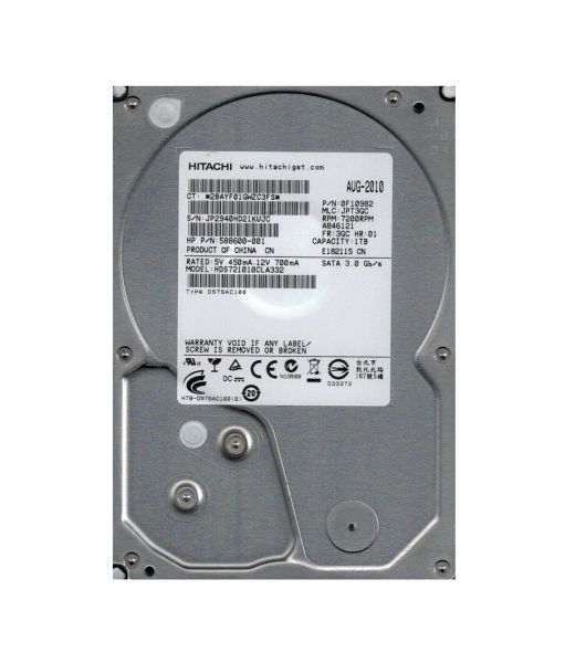0F10982 Hitachi Deskstar 7K1000.C 1TB 7200RPM SATA 3Gb/s 32MB Cache 3.5-inch Hard Drive