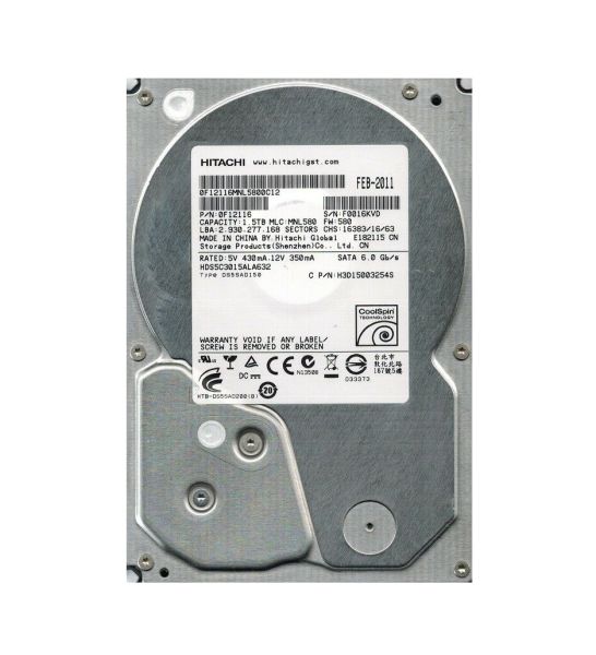 0F12116 Hitachi Deskstar 5K3000 1.5TB 5400RPM SATA 6Gb/s 32MB Cache 3.5-inch Hard Drive