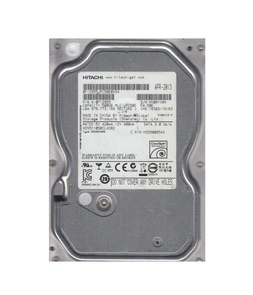 0F12955 Hitachi Deskstar 5K1000 500GB 5600RPM SATA 3Gb/s 8MB Cache 3.5-inch Hard Drive