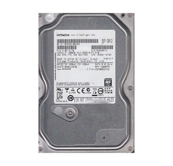 0F13178 Hitachi Deskstar 7K1000.D 500GB 7200RPM 32MB Cache SATA 6Gb/s 3.5-inch Hard Drive