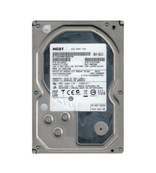0F14043 Hitachi Ultrastar 7K3000 2TB 7200RPM SATA 6Gb/s 64MB Cache 3.5-inch Hard Drive