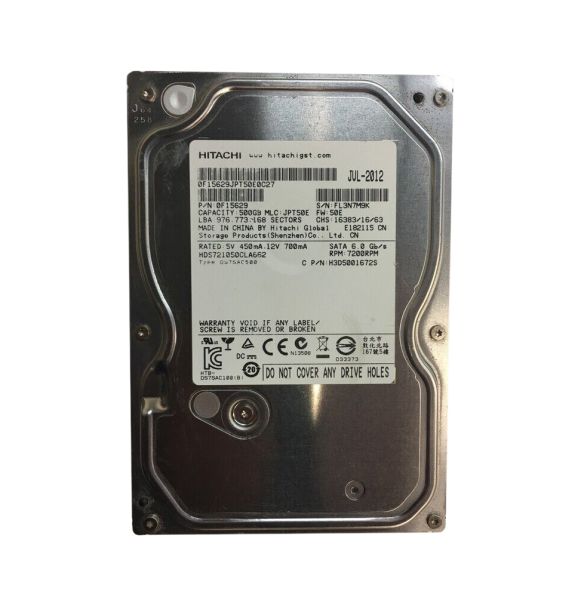 0F15629 Hitachi Deskstar 7K1000.C 500GB 7200RPM SATA 6Gb/s 16MB Cache 3.5-inch Hard Drive